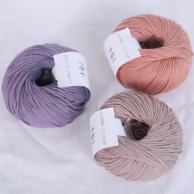 Fine Weight Knitted and Crocheted Cotton Yarn, 100% Long Staple Cotton Yarn, Baby Sports, 2 Packages of 100g/3.52oz (Per Skein 50g/162yards) - Catalpa Wood
