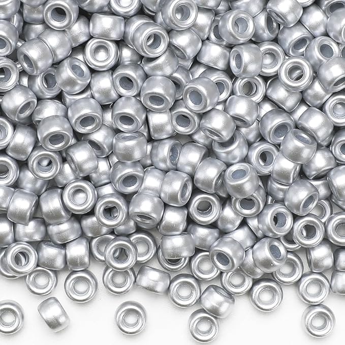 IOOLEEM Silver Color Pony Beads,1200pcs Beads for Bracelets Making & Hair braiding, Kandi Friendship Bracelets & Jewelry Making.
