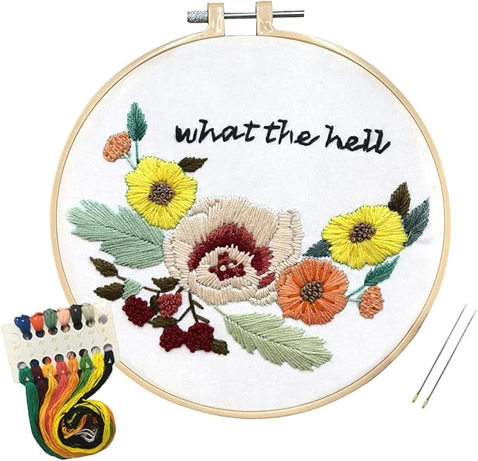 Louise Maelys Flower Embroidery Kits for Beginner Hand Starter Kit with Sayings Stamped Cross Stitch Needlepoint for Adults