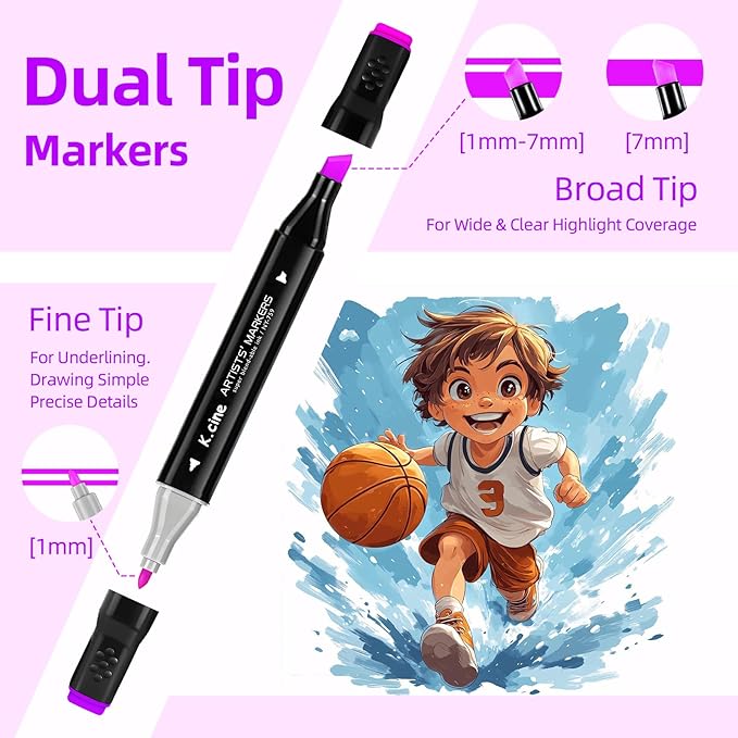 100 Colors Alcohol Markers for Adult Coloring Books, Dual Tip Art Markers with Fine Tip & Chisel Tips for Coloring, Illustrations, Drawing