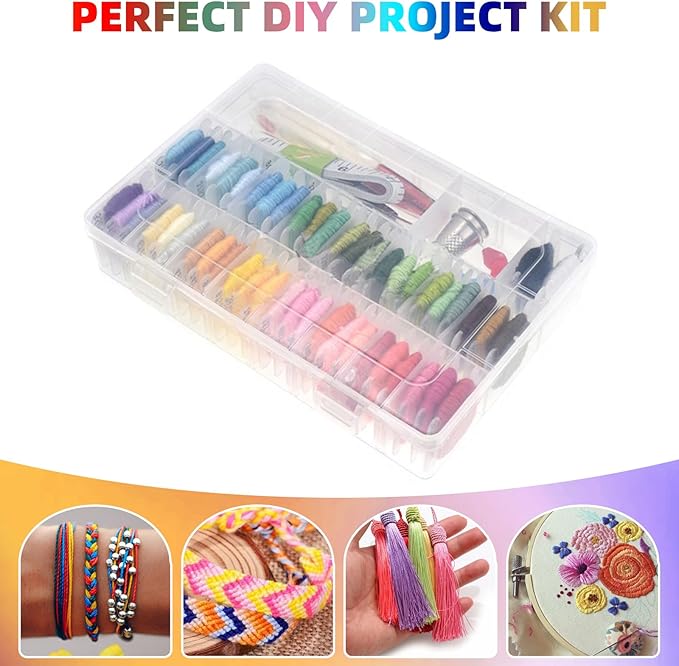 Embroidery Thread, 6 Strand Hand Embroidery Supplies Rainbow Embroidery Floss, Cross Stitch Thread for Bracelet, DIY Crafts, Sewing, Embroidery Supplies (50 Colour)