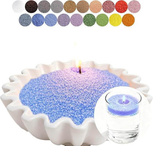 Aufien Candle Sand with Wicks, 21.4 Oz Pearled Candle, DIY Bead Powder Sand Wax Making kit Refillable Non Toxic for Handmade, Mother's Day Wedding and Halloween Christmas Decorations Blue