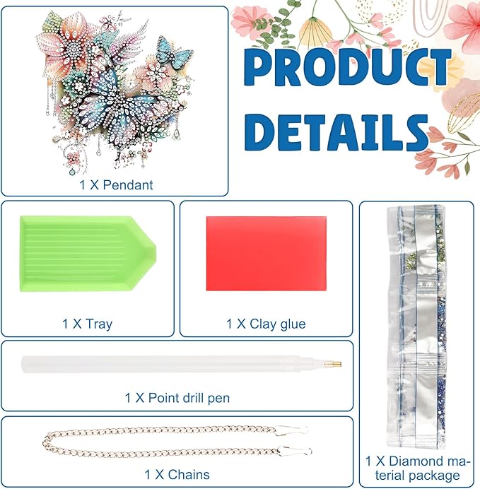 DOMROM Butterfly Diamond Art Hanging Kits for Adults Beginners, Special Shaped Crystal Diamond Painting Butterfly Pendant, DIY Diamond Art Suncatchers Animals for Home Garden Wall Decor Gift