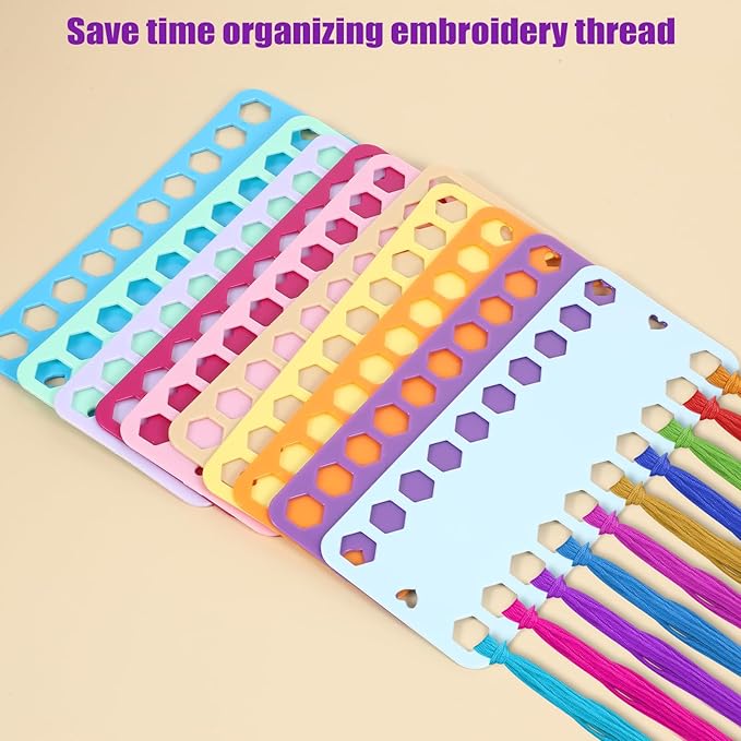 10PCS Embroidery Floss Organizer, Needlepoint Embroidery Thread Organizer Cross Stitch Supplies Plastic Sewing Threads Winding Plate Board Card Storage Tool (Mixcolor)