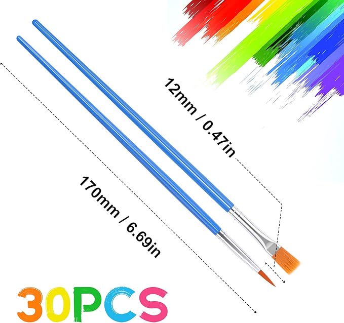 UPINS 30 Pcs Paint Brushes, Small Brush Bulk for Detail Painting