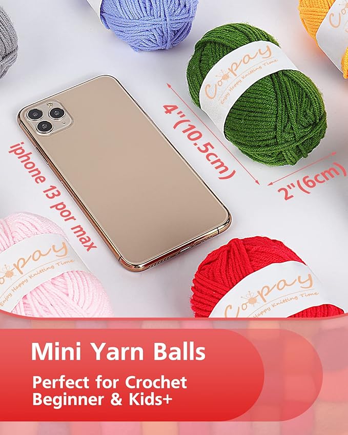 Coopay Yarn for Crocheting & Knitting, 25gx14 Colors Crochet Yarn 1071yd Acrylic Yarns for Crochet Animal Kit, Multicolor Kit 4ply Soft Yarns Set for Beginners/Professionals