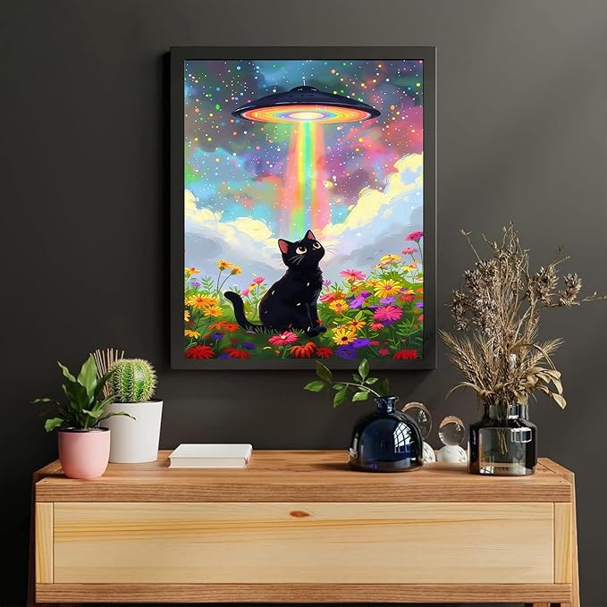 cviokrdu Cat Paint by Numbers Kit for Adults - Animals Adult Paint by Number Kits on Canvas, DIY UFO Oil Painting for Gift Home Wall Decor (16x20inch)