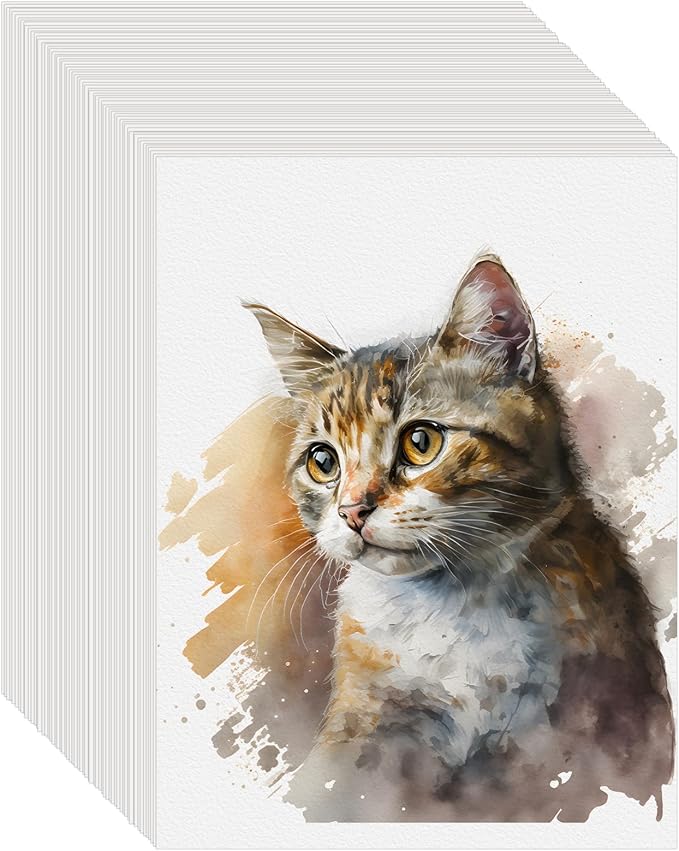 100PCS 8.5x11 Watercolor Paper Bulk, 140lb/300g Cold Press Thick Water Color Paper Pad for Child Adult, White Art Paper for Drawing Painting Markers Gouache, Textured Cotton Paper Sheets