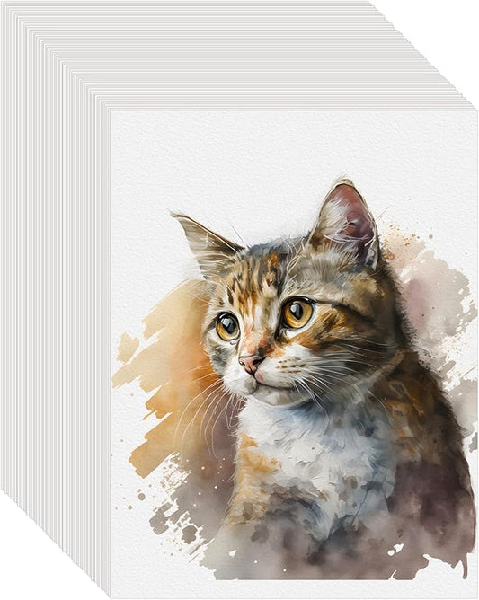 100PCS 9x12 Watercolor Paper Bulk, 140lb/300g Cold Press Thick Water Color Paper Pad for Child Adult, White Art Paper for Drawing Painting Markers Gouache, Textured Cotton Paper Sheets