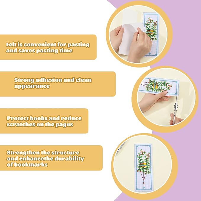 ORIGACH 6 Set Green Plants Cross Stitch Bookmark Kit for Beginner with Backing Felt Floss Instructions DIY Stamped Embroidery Bookmark Kit for Adults, Book Lovers