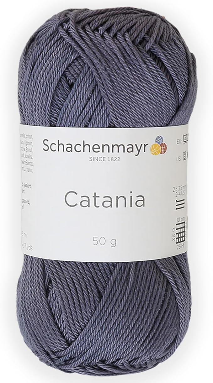 1 Skein/Pack Schachenmayr (SMC) Catania Originals Yarn, Each Ball 1.76 Oz (50gr) / 136 Yards (125 m), 100% Mercerized Cotton for Knitting and Crochet Yarn, Sport Weight, 393 - Graphite