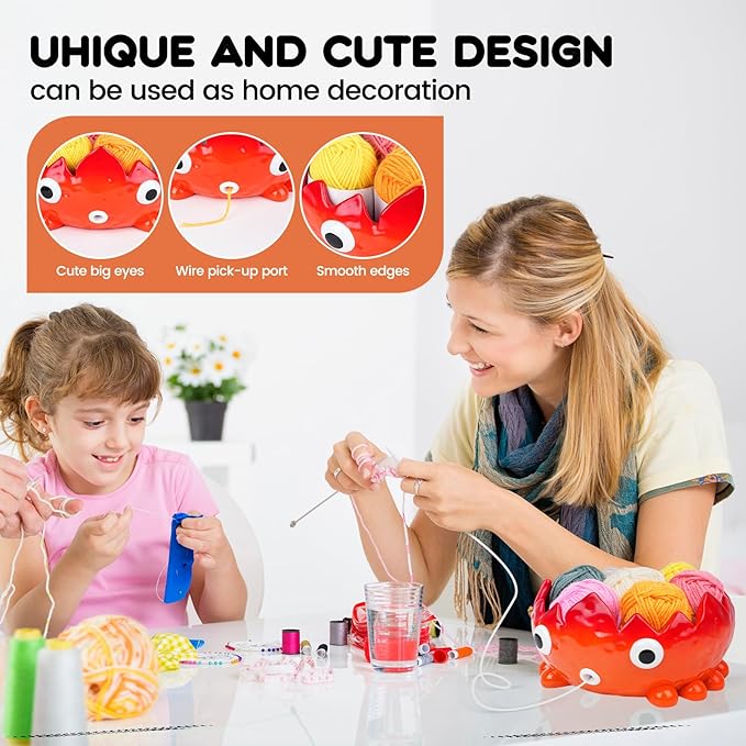 Flame Yarn Bowll for Crocheting and Knitting,7.48*3.6 Inch Large Capacity Crochet Bowls Containing 10 Bundles of Yarn and 2 Crochet Hooks,Exquisite and Cute Yarn Bowl,Suitable for Crochet Enthusiasts