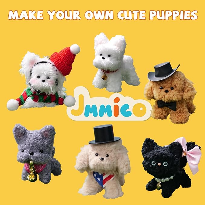 JMMICO 71 PCS Pipe Cleaner Craft Kit for Kids- DIY Animal Puppy Kit with Video Tutorial, Creative Gifts, Kids Classroom Prizes, Arts and Crafts for Kid, Gifts for 8+ Year Old Girls