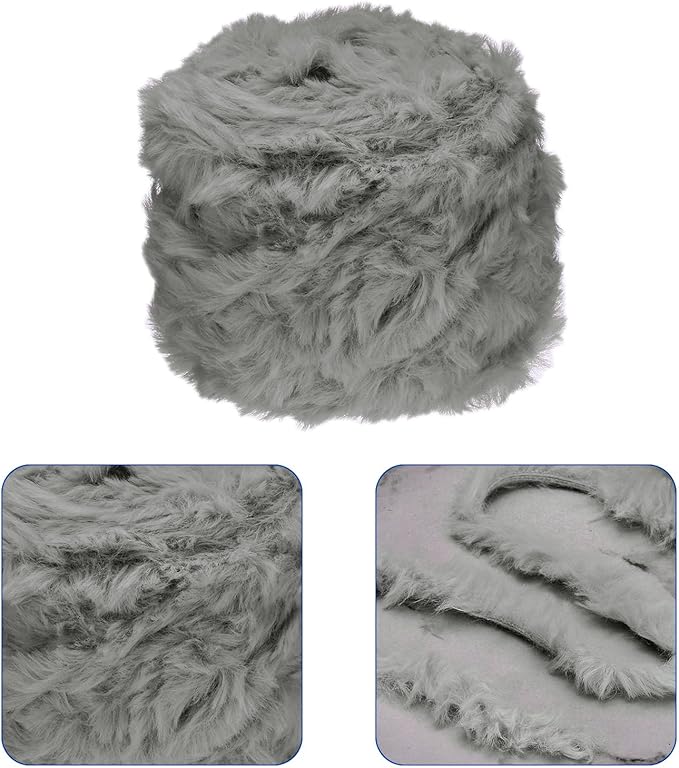 PATIKIL 70yds Faux Fur Yarn, Fuzzy Yarn Crochet Fluffy Yarn Soft Chunky Polyester Plush Fur Eyelash for Crocheting Knit Blanket Rug Sweater Scarf Hat Bear Craft, Dark Grey