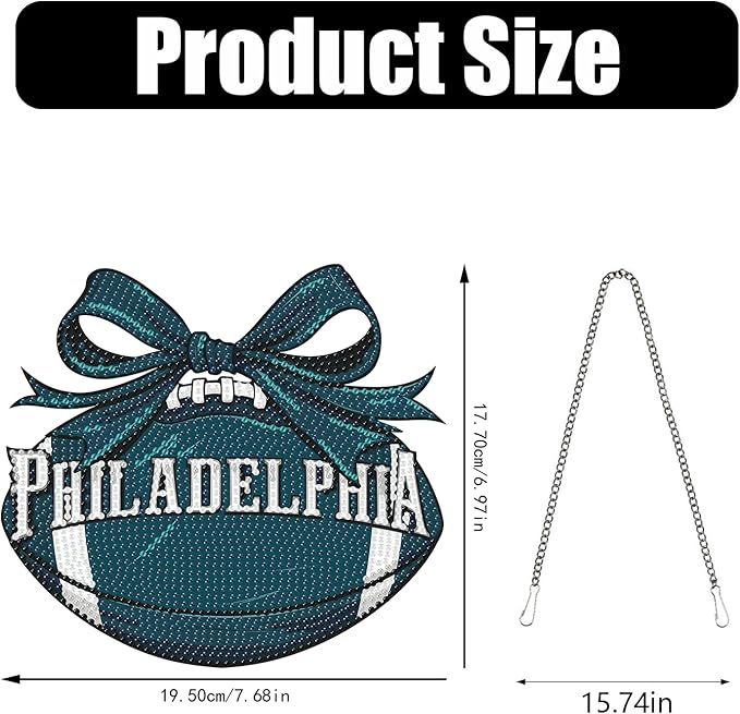 Rertcioph Football Diamond Art Hanging Kit for Adults, DIY Acrylic 5D Diamond Painting Hanging Ornament for Philadelphia Home Wall Decor and Gift