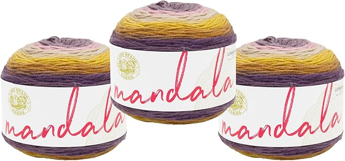 Lion Brand Yarn, Mandala DK Lightweight Yarn for Knitting, Crochet, and Crafts, Bowtruckle, 3 Pack, Self-Striping Acrylic Fiber for Baby Blankets, Multicolor Shawls and Variegated Cardigans