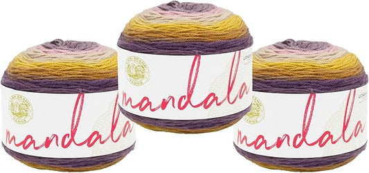Lion Brand Yarn, Mandala DK Lightweight Yarn for Knitting, Crochet, and Crafts, Bowtruckle, 3 Pack, Self-Striping Acrylic Fiber for Baby Blankets, Multicolor Shawls and Variegated Cardigans