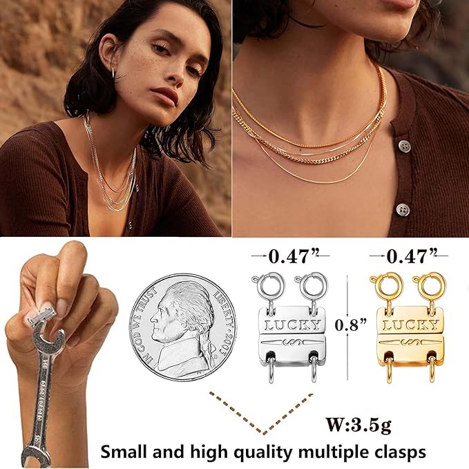 dailyacc lucky necklace layering clasp 18k gold and silver multiple necklace clasps for layered look separator