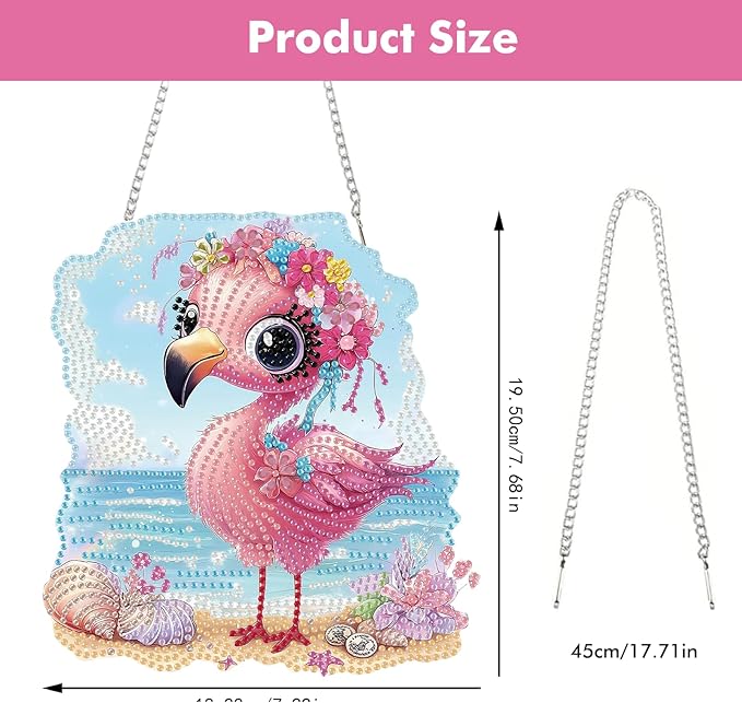 Miwixy Flamingo Hanging Diamond Art,Pink Flamingo Beach Special Shaped Crystal Christmas Diamond Painting Ornament Kit DIY Double-Sided Pattern Window Pendant Gem Art Kit for Home Wall Decor