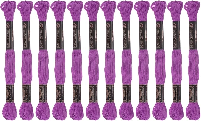 HARFINGTON 12 Skeins Embroidery Floss 8.75yds(8m) Egyptian Long-Staple Cotton Cross Stitch Thread for Sewing DIY Bracelet Yarn String and Crafts, Deep Pink(6033)