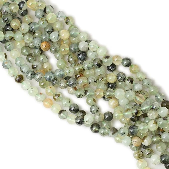 cheavian 45pcs 8mm natural prehnite gemstone smooth surface round loose beads for jewelry making 1 string 15 inches