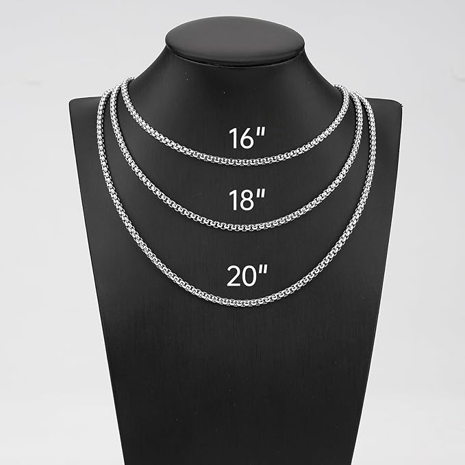 youbeiyee 10 pack square rolo necklace for women and men stainless steel jewelry making chain necklaces set (18inch)