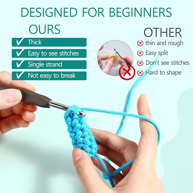 Timgle 18 Pack Beginners Crochet Yarn Cotton Yarn for Crocheting and Knitting with Easy to See Stitches Cotton Nylon Blend Yarn for Crochet Kit Making(Vivid Colors)