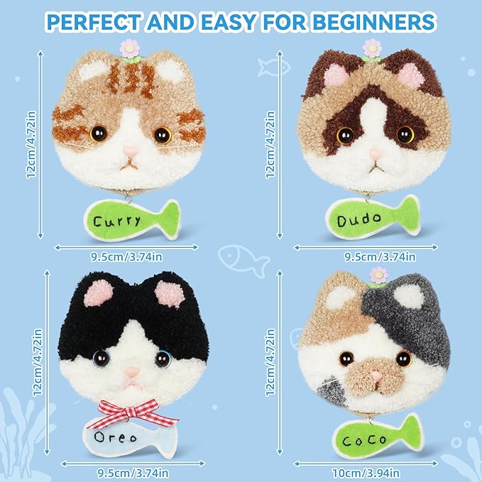 MOREJMTT Punch Needle Kit for Beginners Adults Easy Punch Needle Embroidery Kit,Including Printed Patterns, Needles, Easy to Follow Instructions and Videos(The World of Cats)