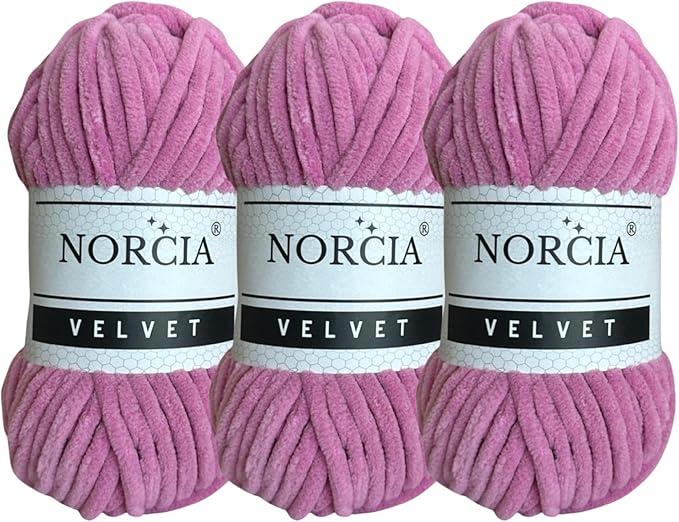 Soft Velvet Yarn Chenille Yarn for Crocheting Super Bulky 3x100g (3x75 yds) Baby Blanket Yarn for Knitting Amigurumi Yarn for Crochet Weaving Craft (Hot Pink, 3 Skeins)