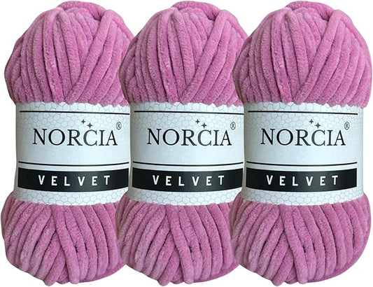 Soft Velvet Yarn Chenille Yarn for Crocheting Super Bulky 3x100g (3x75 yds) Baby Blanket Yarn for Knitting Amigurumi Yarn for Crochet Weaving Craft (Hot Pink, 3 Skeins)