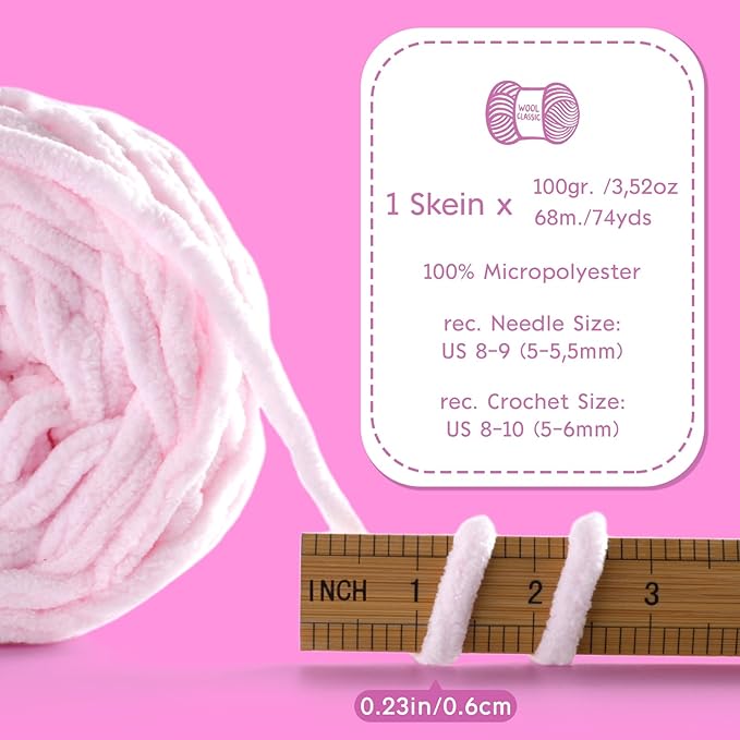3 Pack Chunky Chenille Yarn for Crocheting, Fluffy Baby Blanket Yarn for Crochet Sweater Shawl Scarf Gloves, Super Soft Amigurumi Plush 222 yds/10.5 Oz (Beige)