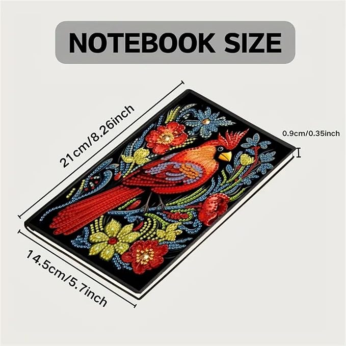 Bird Diamonds Painting Notebook for Adults, A5 Diamond Art Journal and DIY Sketchbook, Diamond Art Kit Supplies,Gift for Beginners, Craft Lovers, Artists. (Bird3)