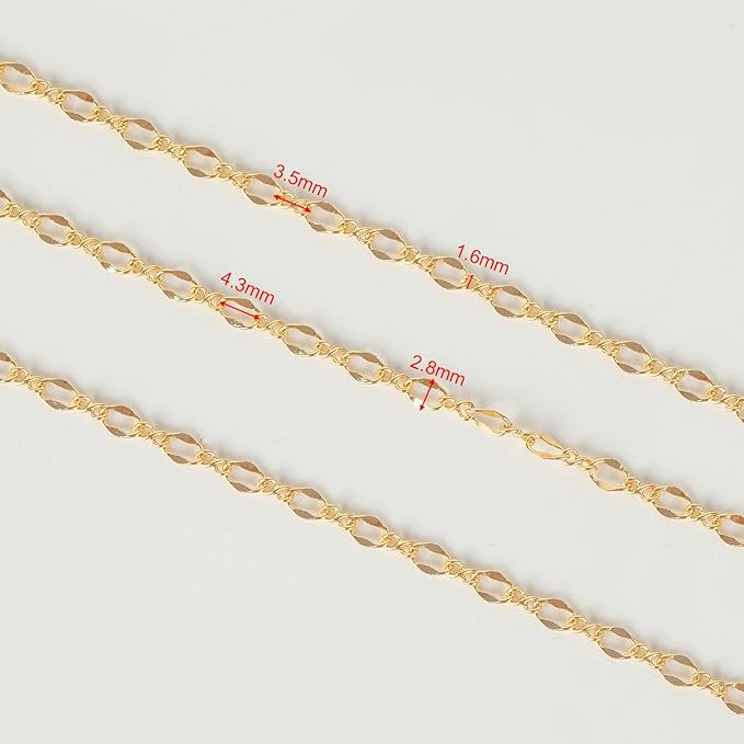 YOUBEIYEE 32.8 Feet 18K Gold Plated Jewelry Chains Bulk, Solid Brass Lip Cable Chain for Women Necklace Bracelet DIY Jewelry Findings