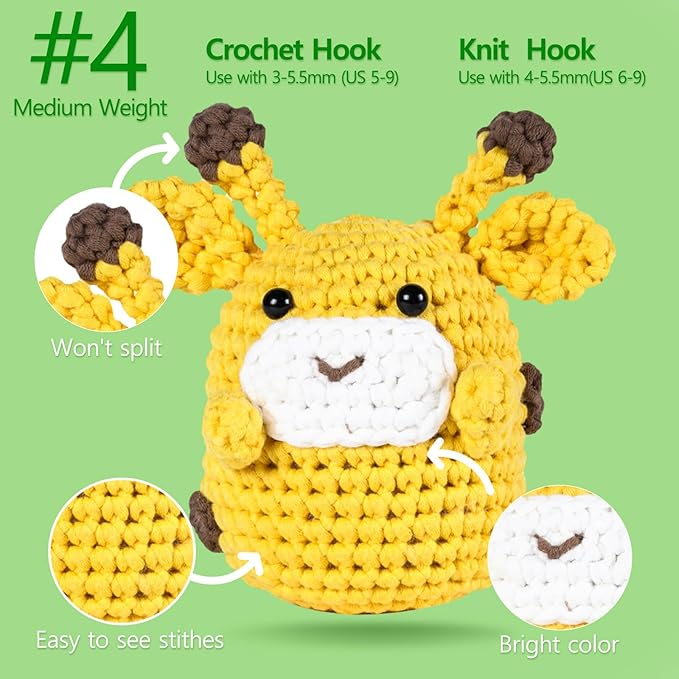Timgle 18 Pack Beginners Crochet Yarn Cotton Yarn for Crocheting and Knitting with Easy to See Stitches Cotton Nylon Blend Yarn for Crochet Kit Making(Vivid Colors)