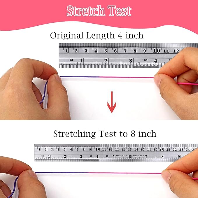 2 Rolls Stretchy Elastic Cord & Retractable Measuring Tape Set, 1.2mm x 110 Yards Beading String for Jewelry Making, Bracelets, Necklaces (Black + White)