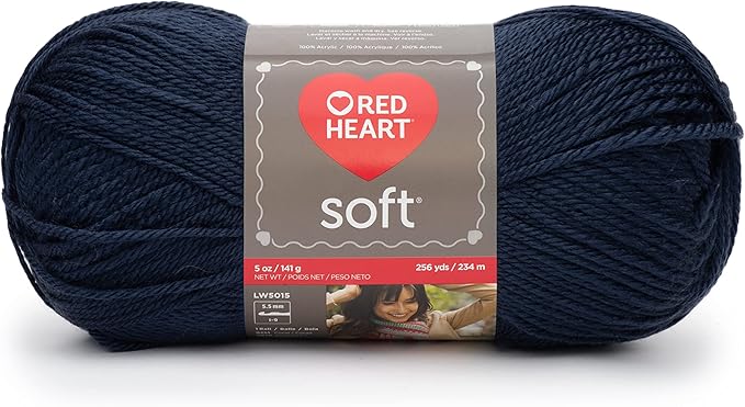 Red Heart Soft Navy Yarn - 3 Pack of 141g/5oz - Acrylic - 4 Medium (Worsted) - 256 Yards - Knitting/Crochet