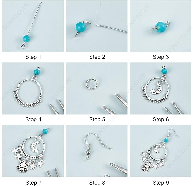 SUNNYCLUE 1 Box DIY 10 Pairs Angel Fairy Charm Boho Style Chandelier Charms Earring Making Kit Feather Star Dream Catcher Pendants for Jewelry Making Kits Adult Women DIY Craft Beginner Supplies