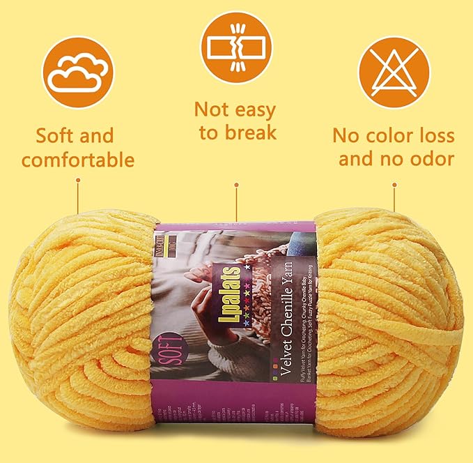 Baby Blanket Yarn for Crocheting Soft - 3 Pack of 100g/3.5oz Chunky Chenille Yarn for Knitting Blankets Amigurumi - Super Bulky Yarns - 261 Yards Thick Plush Yarns (3, Red)