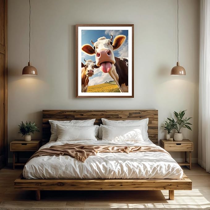 Cow Diamond Painting Kits for Adults, Animal Diamond Art Kits for Beginners, 5D Round Diamond Dots Art for Adults DIY Full Drill Gem Art and Crafts Home Wall Highland Cow Decor Gifts 12x16 Inch