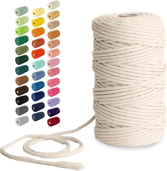 Nook Theory Macrame Cord - 4mm 109 Yards Cotton Rope, 3mm 5mm Yarn, String for Crafts, Perfect for Macrame Wall Hanging and Boho Decorations (Milk Cream)