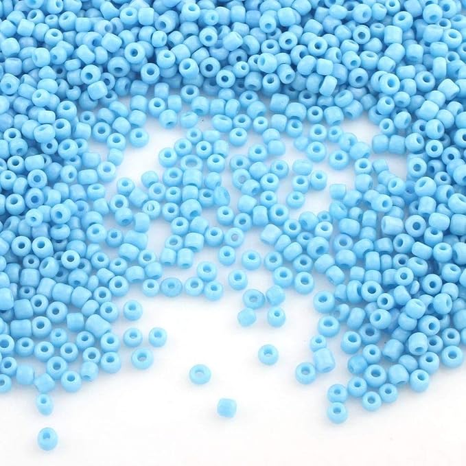 Perlin Glass Seed Beads 2mm 11/0 Round Mini Small Pony Beads 6500pcs for Making Earrings Bracelets Pendants Waist Jewelry DIY Handmade Opaque Color Kit (Blue)
