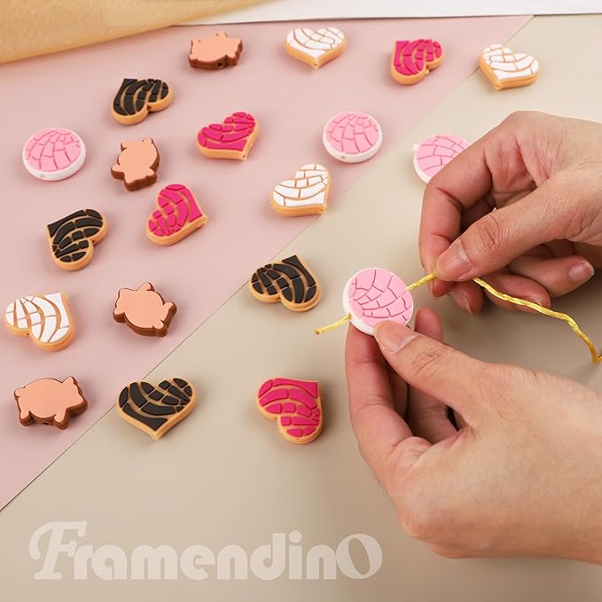 Framendino, 20 Pack Concha Silicone Focal Beads 5 Style for DIY Keychains Bracelet Necklace Earing Pens Jewelry