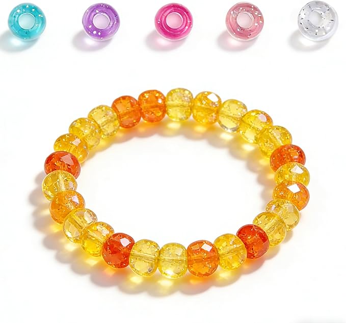 1000pcs Pony Beads, 15 Color Kandi Beads for Bracelets Making Kit, Hair Braids Crafts Jewelry Making Crafts Friendship Necklace Earrings DIY (Sparkling Powder Mixed Color)