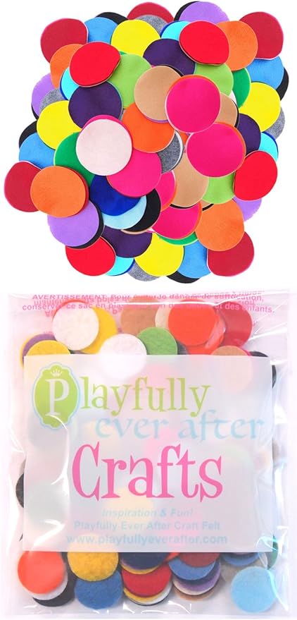 Playfully Ever After Mixed Color Assortment of Craft Felt Circles (1 Inch - 100pc)