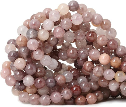 cheavian 45pcs 8mm natural pruple berry quartzite crystal round loose beads for jewelry making 1 strand 15"