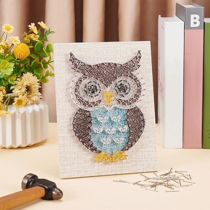 WEBEEDY DIY String Art Kit Owl Craft Kit Creative Craft Kits for Adult Graduation Christmas Halloween Gifts Home Wall Table Graduation Party Decorations
