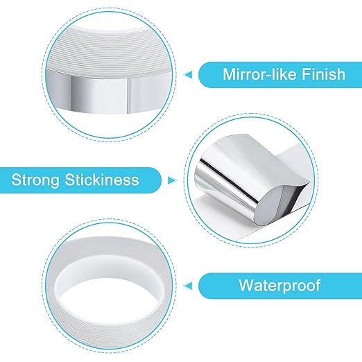 uxcell Metallic Tape, 0.78 in x 164 ft Self Adhesive Metalized Polyester Film Tape Waterproof Shiny Washi Tape for Walls Graphic Arts Gifts Wrapping Crafts Decoration, Gloss Silver