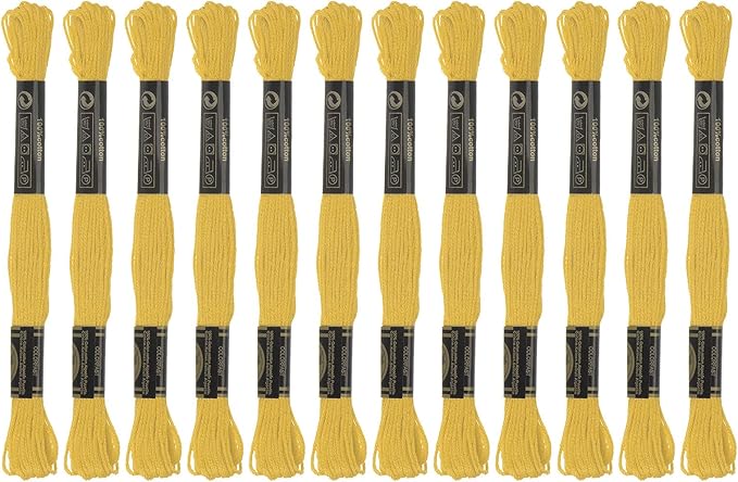 HARFINGTON 12 Skeins Embroidery Floss 8.75yds(8m) Egyptian Long-Staple Cotton Cross Stitch Thread for Sewing DIY Bracelet Yarn String and Crafts, Lemon Yellow(6017)