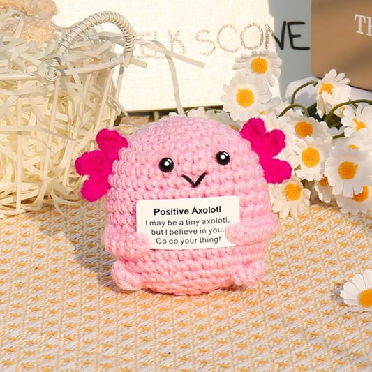 Emotional Support Nuggets Crochet Kit, Positive Crochet Axolotls, Handmade Inspirational Gifts Emotional Cheer Support Funny Pickle, Positive Crochet Animals Birthday Gifts for Women Man