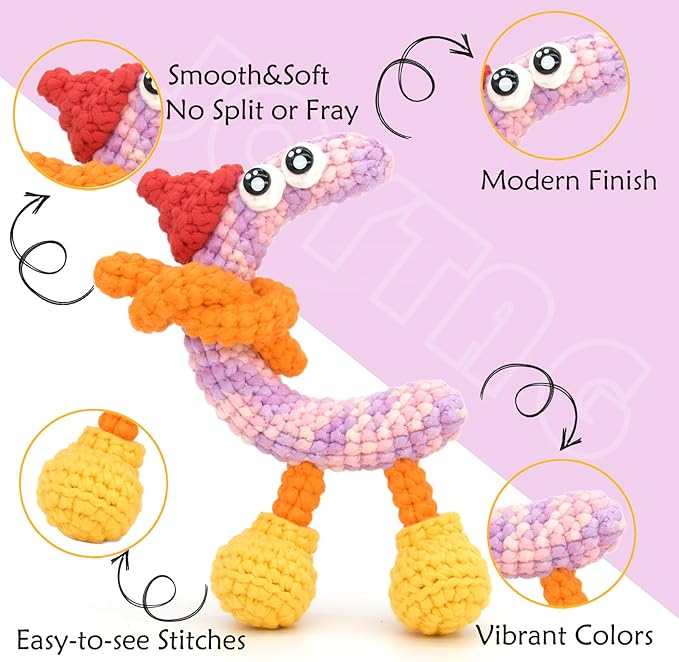 50g Rainbow Beginner Crochet Yarn for Crocheting and Knitting Multicolor Cotton Crochet Yarn for Beginners Easy Yarn for Beginners(Pinkish Purple)